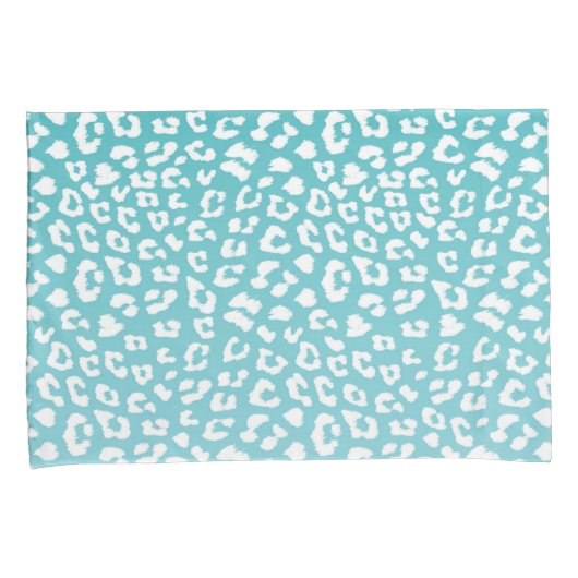 Turquoise Leopard Print Patroon Kussensloop (Voorkant-Rechts)