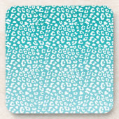 Turquoise Leopard Print Pattern Bier Onderzetter (Voorkant)