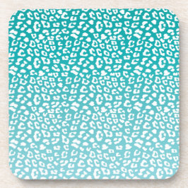 Turquoise Leopard Print Pattern Bier Onderzetter