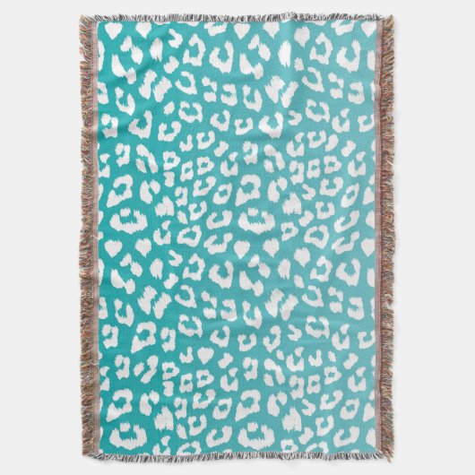 Turquoise Leopard Print Pattern Deken (Voorkant Verticaal)