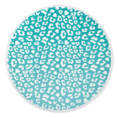 Turquoise Leopard Print Pattern Keramische Knop (Voorkant)