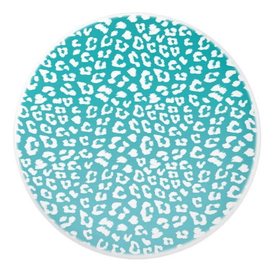 Turquoise Leopard Print Pattern Keramische Knop (Voorkant)