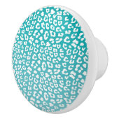 Turquoise Leopard Print Pattern Keramische Knop (Rechts)
