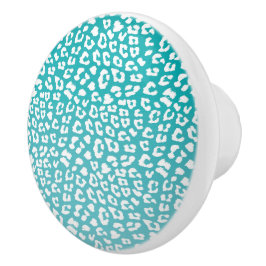 Turquoise Leopard Print Pattern Keramische Knop