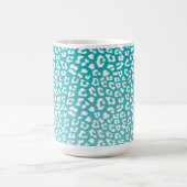 Turquoise Leopard Print Pattern Koffiemok (Center)