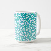 Turquoise Leopard Print Pattern Koffiemok (Voorkant rechts)