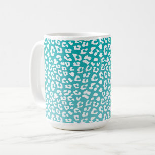 Turquoise Leopard Print Pattern Koffiemok