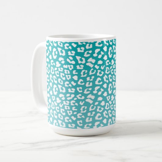 Turquoise Leopard Print Pattern Koffiemok (Voorkant links)