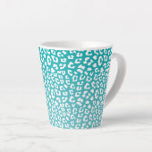 Turquoise Leopard Print Pattern Latte Mok (Rechterhoek)