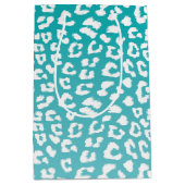 Turquoise Leopard Print Pattern Medium Cadeauzakje (Voorkant)
