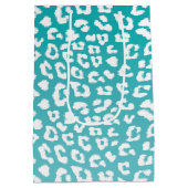 Turquoise Leopard Print Pattern Medium Cadeauzakje (Achterkant)