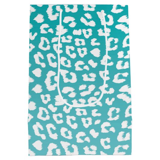 Turquoise Leopard Print Pattern Medium Cadeauzakje (Achterkant)