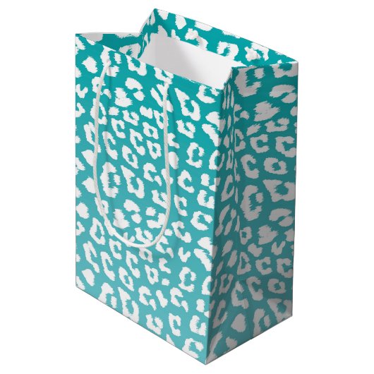 Turquoise Leopard Print Pattern Medium Cadeauzakje (Achterkant Gekanteld)