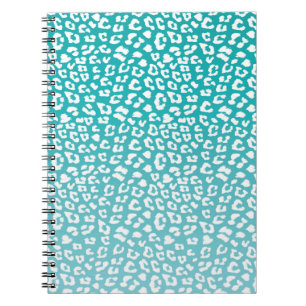 Turquoise Leopard Print Pattern Notitieboek