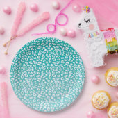 Turquoise Leopard Print Pattern Papieren Bordje (Feest)