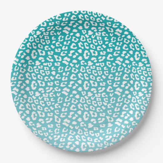 Turquoise Leopard Print Pattern Papieren Bordje (Voorkant)