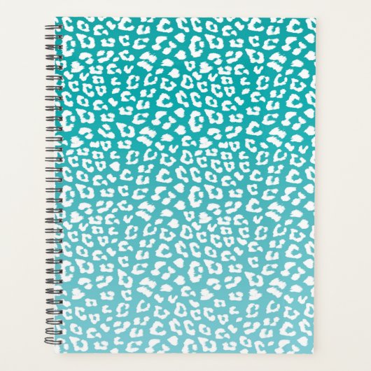 Turquoise Leopard Print Pattern Planner (Voorkant)