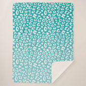 Turquoise Leopard Print Pattern Sherpa Deken (Voorkant)