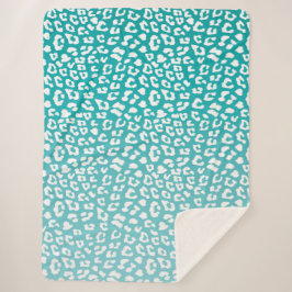Turquoise Leopard Print Pattern Sherpa Deken