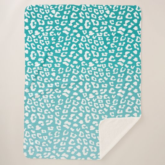 Turquoise Leopard Print Pattern Sherpa Deken (Voorkant)