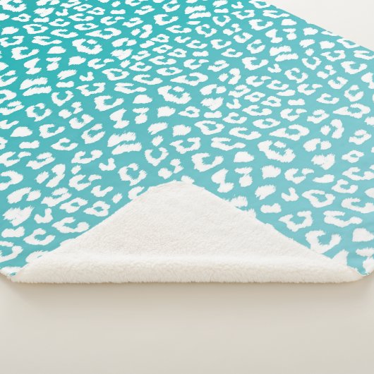 Turquoise Leopard Print Pattern Sherpa Deken (3/4)