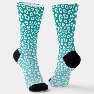 Turquoise Leopard Print Pattern Sokken