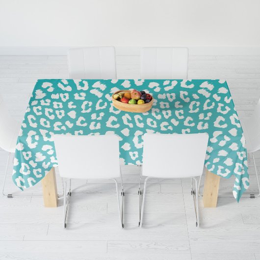 Turquoise Leopard Print Pattern Tafelkleed