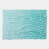 Turquoise Leopard Print Pattern Theedoek (Horizontaal)