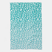 Turquoise Leopard Print Pattern Theedoek (Verticaal)