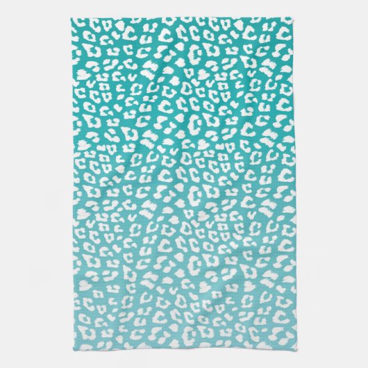 Turquoise Leopard Print Pattern Theedoek (Verticaal)