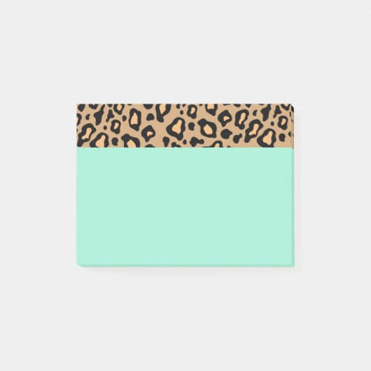 Turquoise Leopard Print Post It Notes (Voorkant)