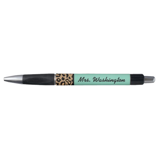 Turquoise Leopard Teacher School Kantoor Pen Gift (Voorkant)