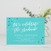 Turquoise Let's vieren de Afstuderen partij van he Kaart (Staand voorkant)