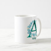 Turquoise Letter A blauwe eucalyptuskrans Koffiemok (Voorkant rechts)