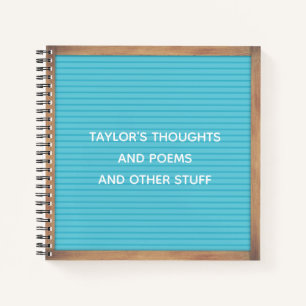 Turquoise Letter Board Marquee Sign Aangepast beri Notitieboek