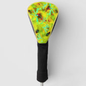 Turquoise libellen op Yellow Red Splash Golfheadcover (Voorkant)
