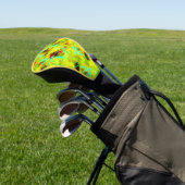 Turquoise libellen op Yellow Red Splash Golfheadcover (Insitu)