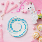 Turquoise lichtblauw wit zwrilddertje papieren bordje (Feest)