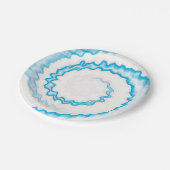 Turquoise lichtblauw wit zwrilddertje papieren bordje (Gekanteld)