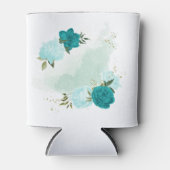 Turquoise lichtblauwe bloemen blikjeskoeler (Voorkant)