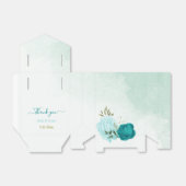 turquoise lichtblauwe bloemen bruiloft bedankdoosjes (Uitgevouwen)