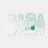 turquoise lichtblauwe bloemen bruiloft bedankdoosjes (Uitgevouwen)
