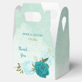 turquoise lichtblauwe bloemen bruiloft bedankdoosjes (Geopend)