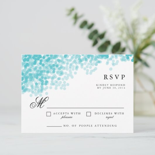 Turquoise lichte douche |  RSVP Response Kaart (Staand voorkant)