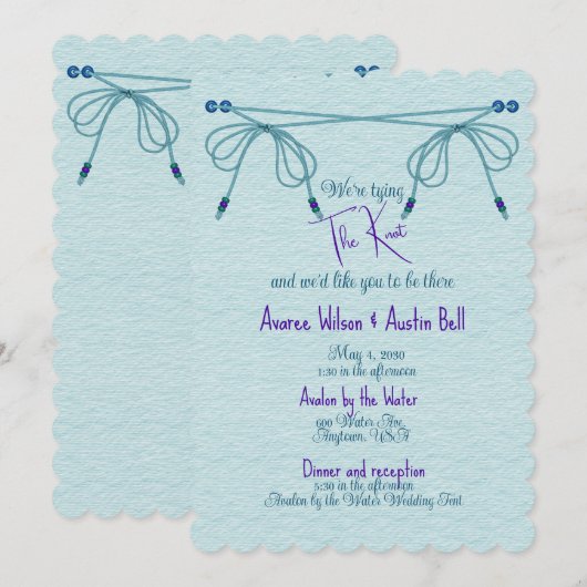 Turquoise liefde knopen bruiloft kaart (Voorkant / Achterkant)