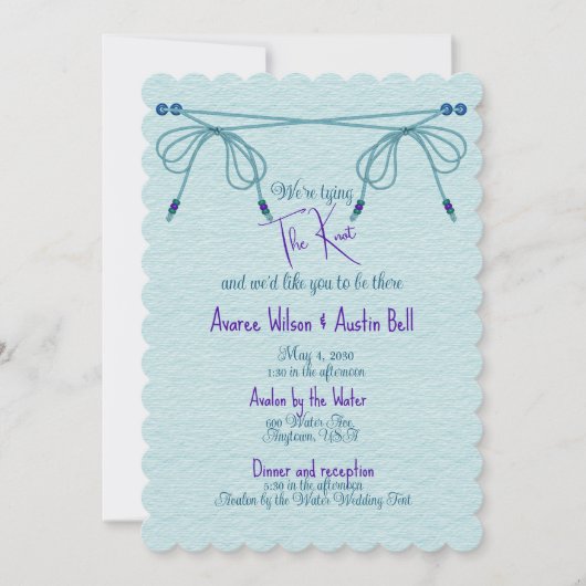 Turquoise liefde knopen bruiloft kaart (Voorkant)