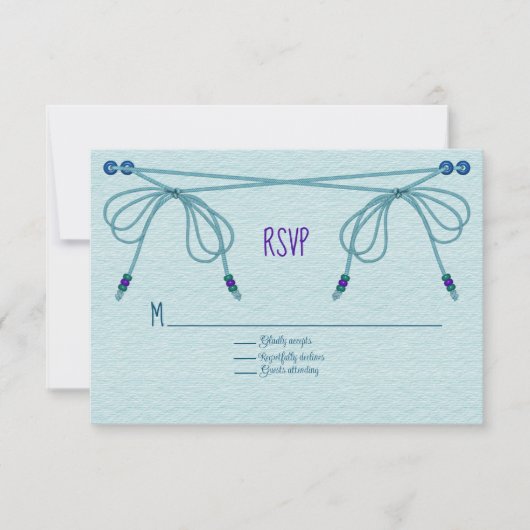 Turquoise liefde knopen bruiloft RSVP kaartje (Voorkant)