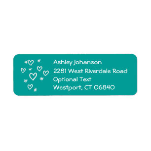 Turquoise Liefde & Sterren Retouradres Naamlabel Etiket