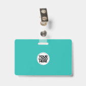 Turquoise Light Blue Business Foto Personeel ID Badge (Achterkant met clip)