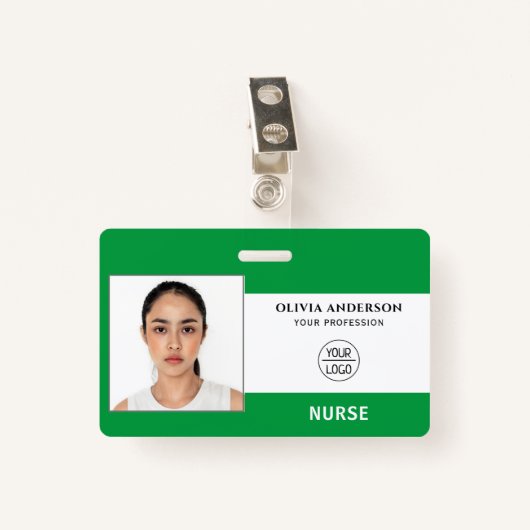 Turquoise Light Blue Business Photo-ID-kaart Badge (Voorkant met clip)